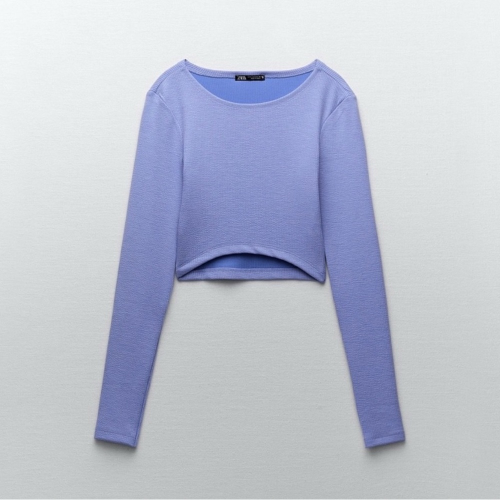 Zara Blue long sleeve Crop Top